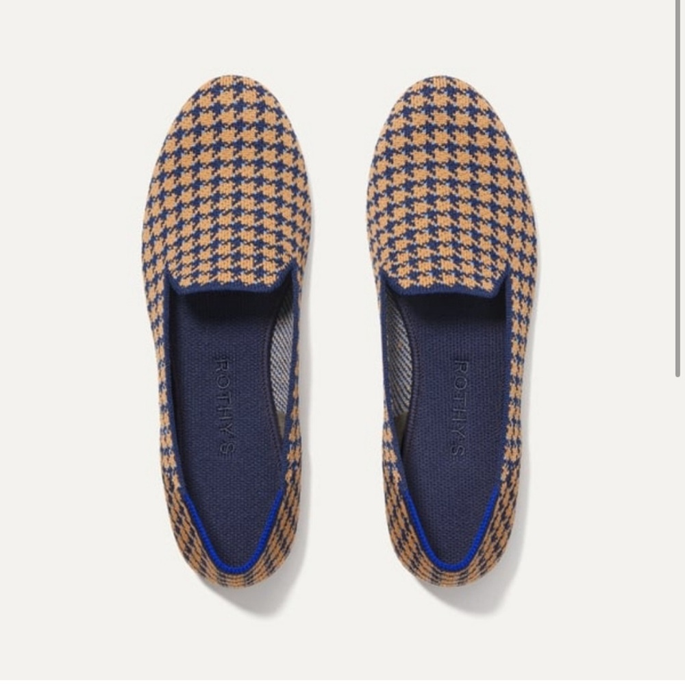 Rothy's Sapphire and Camel Houndstooth Loafers. Size 8.5. New
